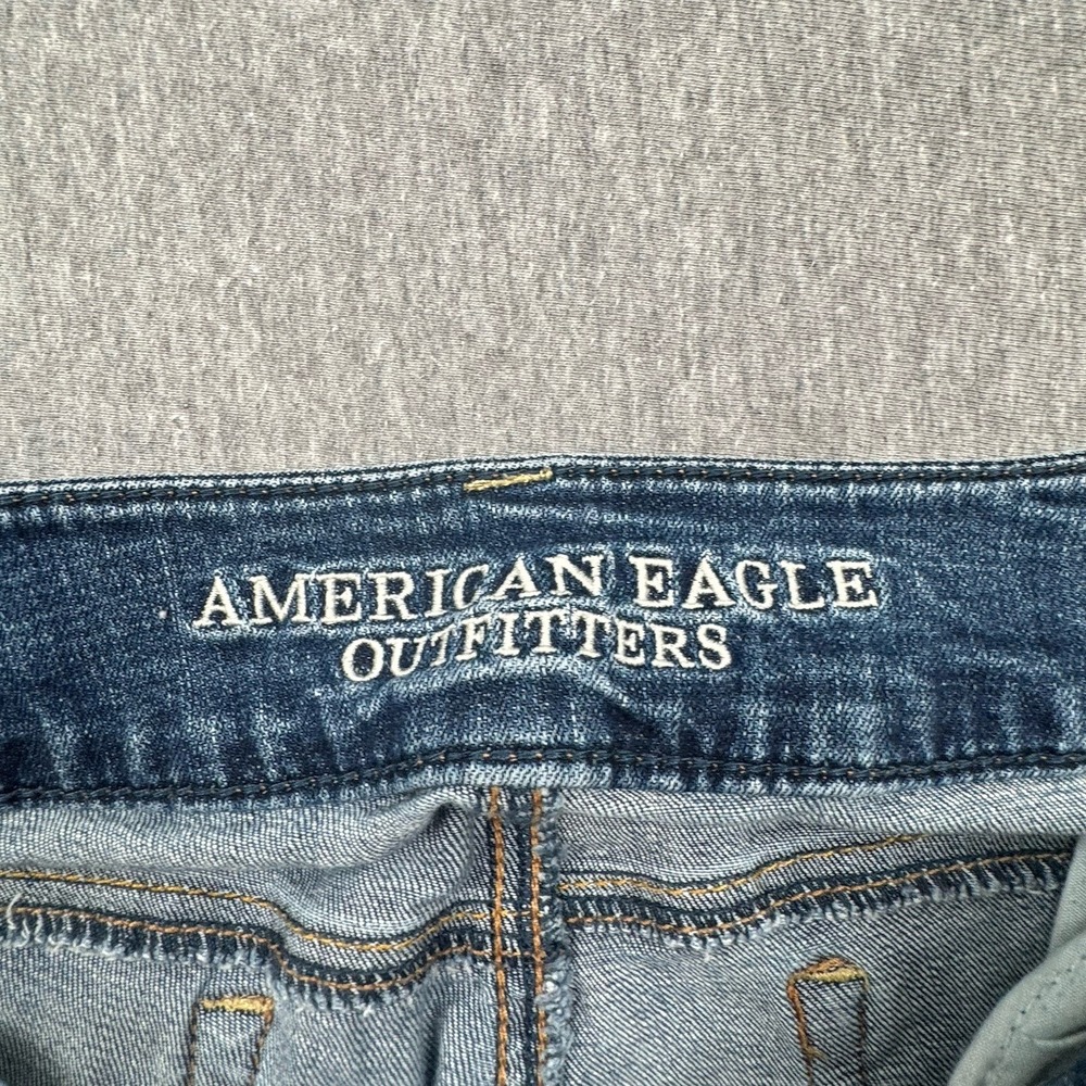 American Eagle Artist Flare Low Rise Jeans Blue Super Stretch Sz 8 30x31 Western - Picture 7 of 16